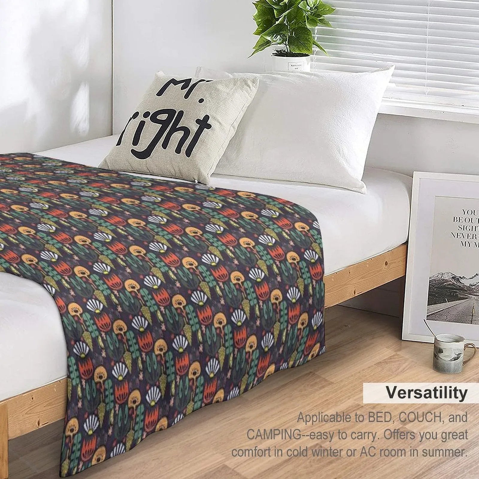 Scandinavian Wildflowers Throw Blanket