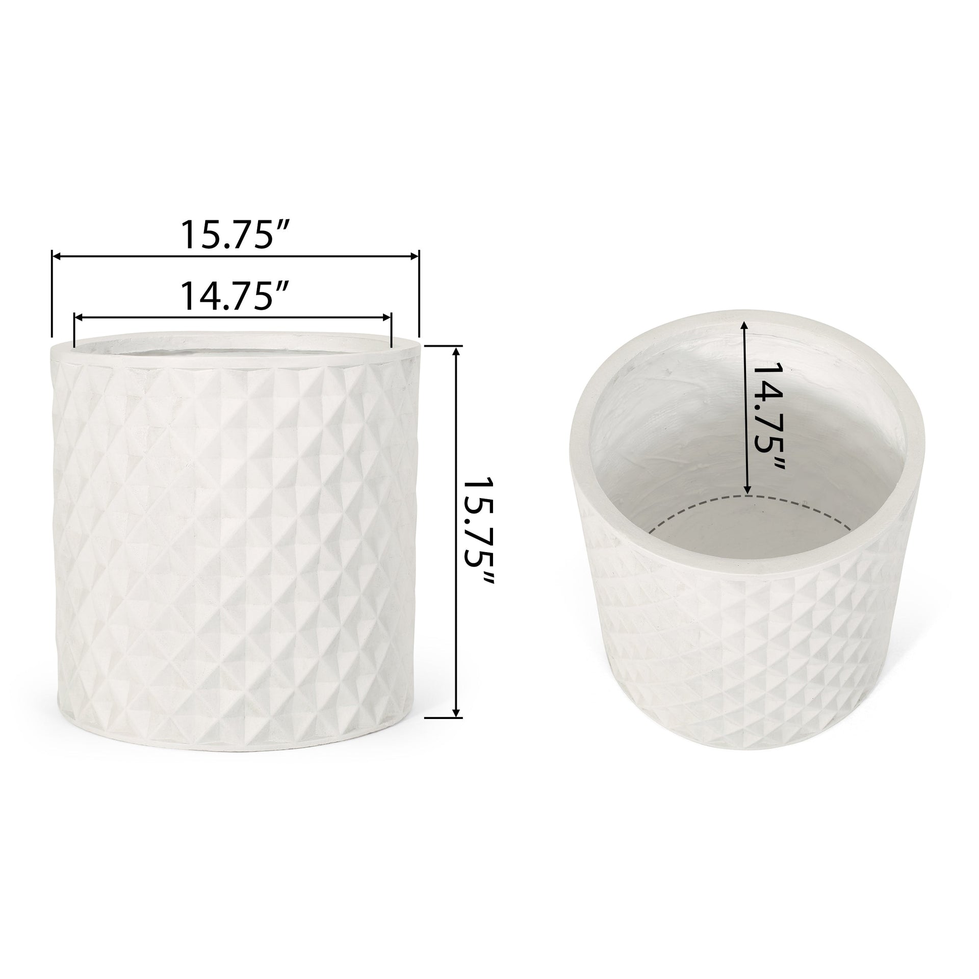 15.75-inch MGO Planter in Antique White