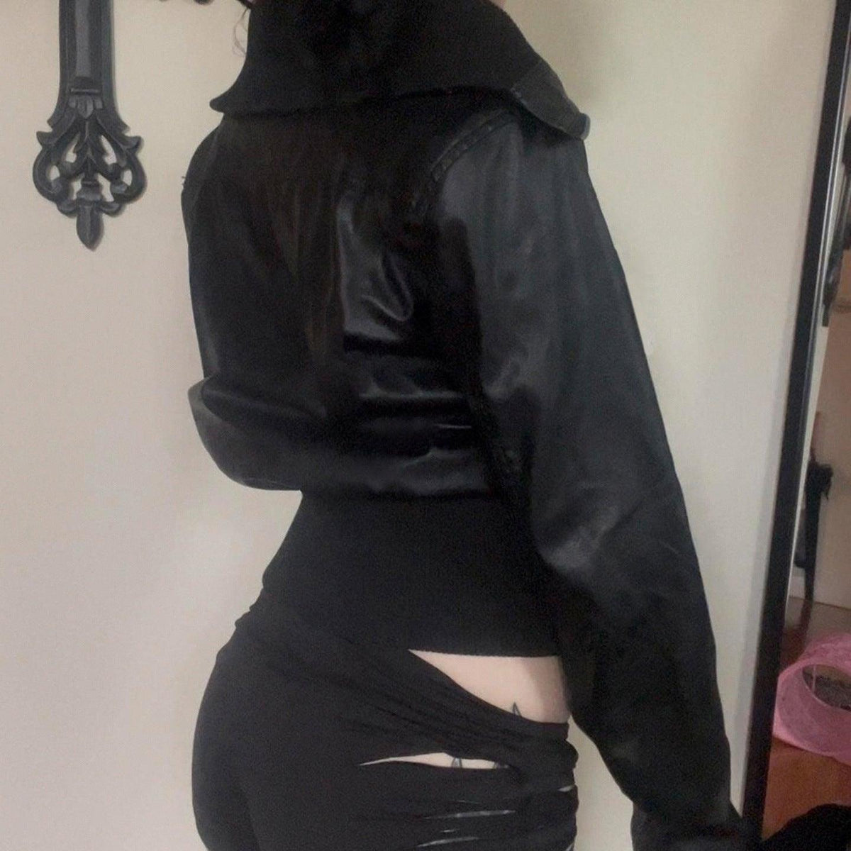 Retro Workwear Zipper Leather Jacket Coat