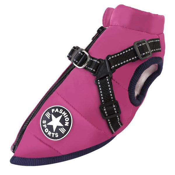 Pet clothing waterproof and warm dog cotton coat winter skiing suit chest and back integrated cotton vest