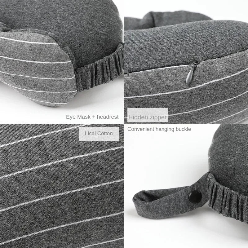 Portable type Eye Mask 2-in-1 Neck Pillow Sweat Cloth Foam Particle Eye Mask Pillow Car Travel Leisure Nap Pillow
