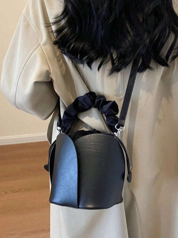 PU Leather Drawstring Bucket Bag