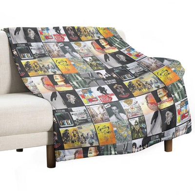 90s 00s Indie Britpop Albums Homage Collage Sustainable Throw Blanket