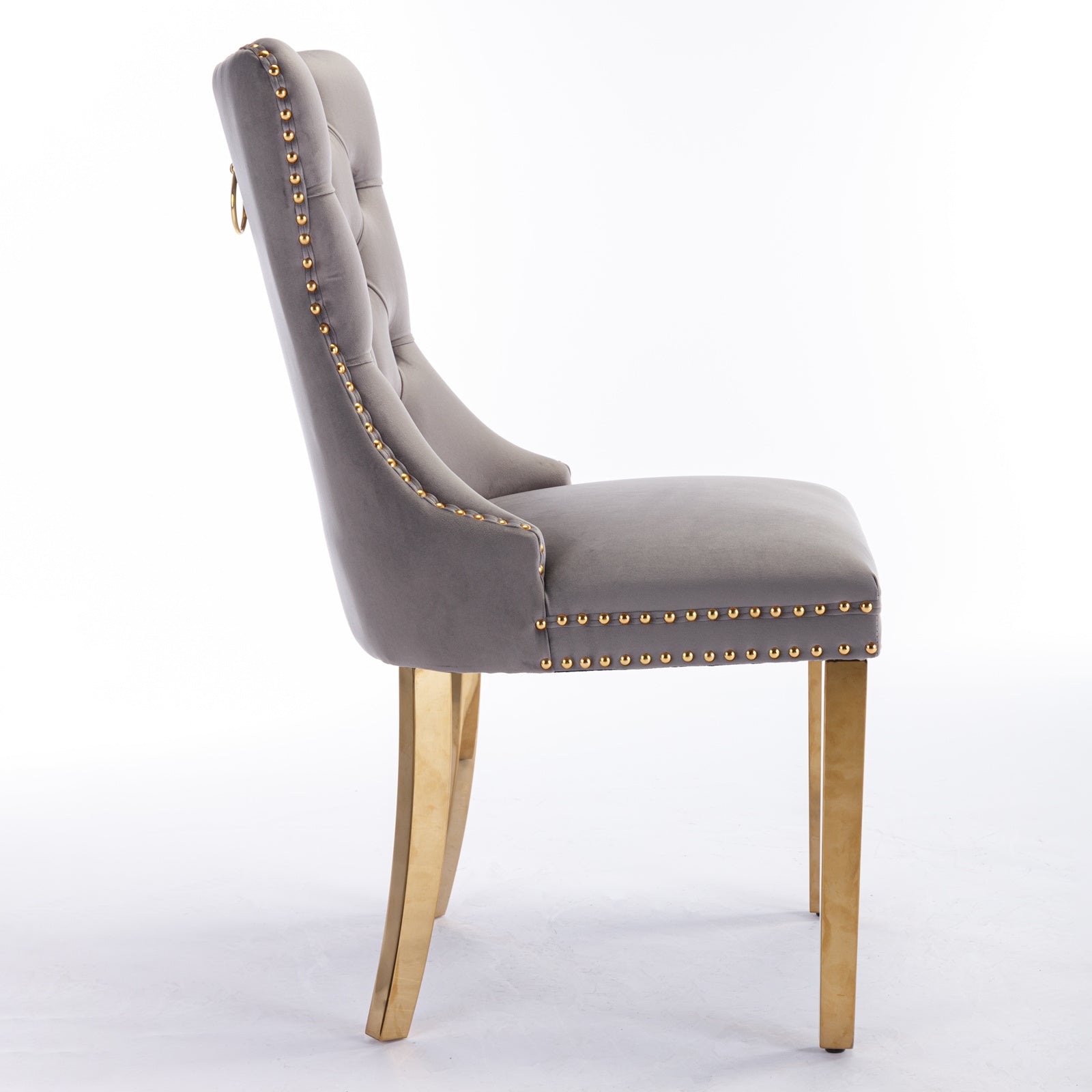 Nikki Collection Modern Tufted Solid Wood Velvet Upholstered Dining Chair with Gold Legs