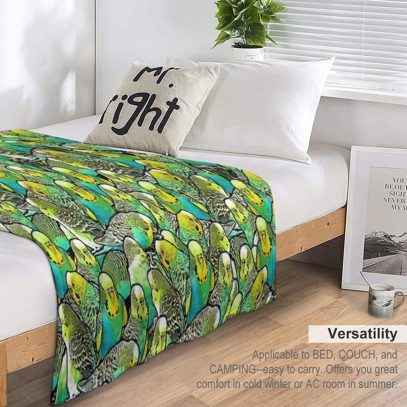 Budgie Pattern Throw Blanket
