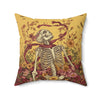 Microsuede Cushion / Halloween Art / Sunny Yellow Boho Skeleton