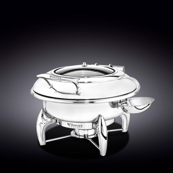GLASS LID ROUND CHAFING DISH WITH STAND 20.5