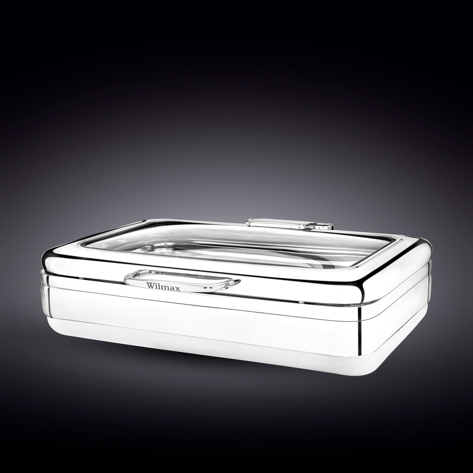 GLASS LID RECTANGULAR CHAFER 23