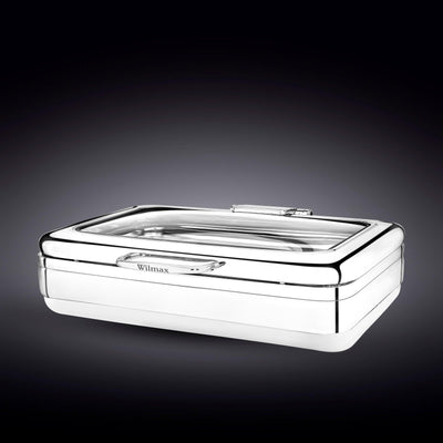 GLASS LID RECTANGULAR CHAFER 23