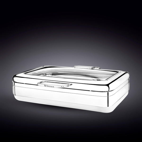 GLASS LID RECTANGULAR CHAFER 23