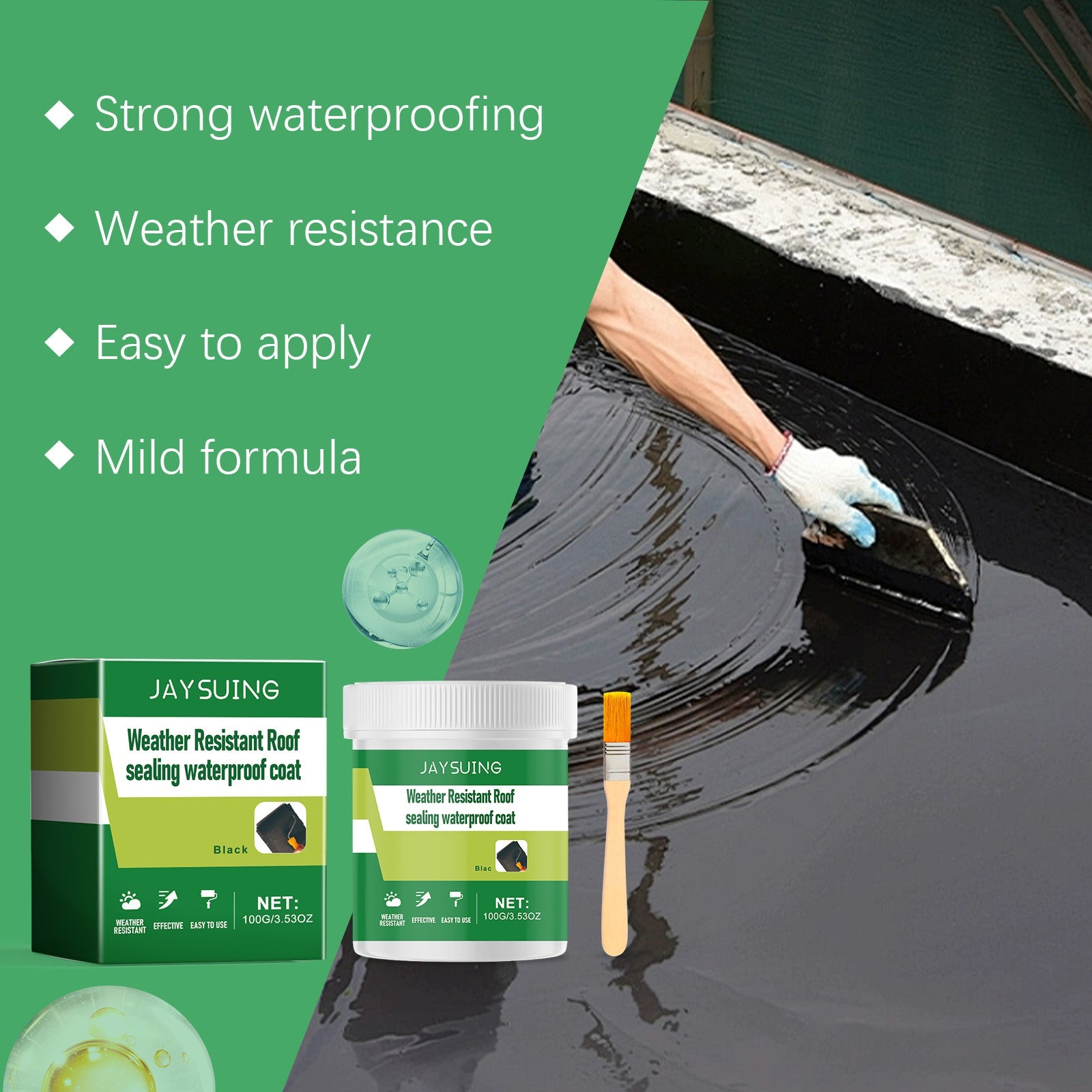 Weather-resistant roof sealing waterproof coating, home tile floor cracks waterproof and leakproof repair