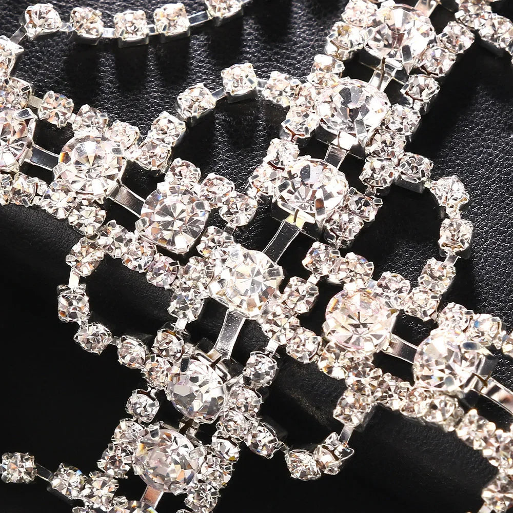 New Tassel Hair Chain Bridal Headpiece for Women Rave Accessories Stage Rhinestone Geometric Head Chain Hat Jewelry Gifts