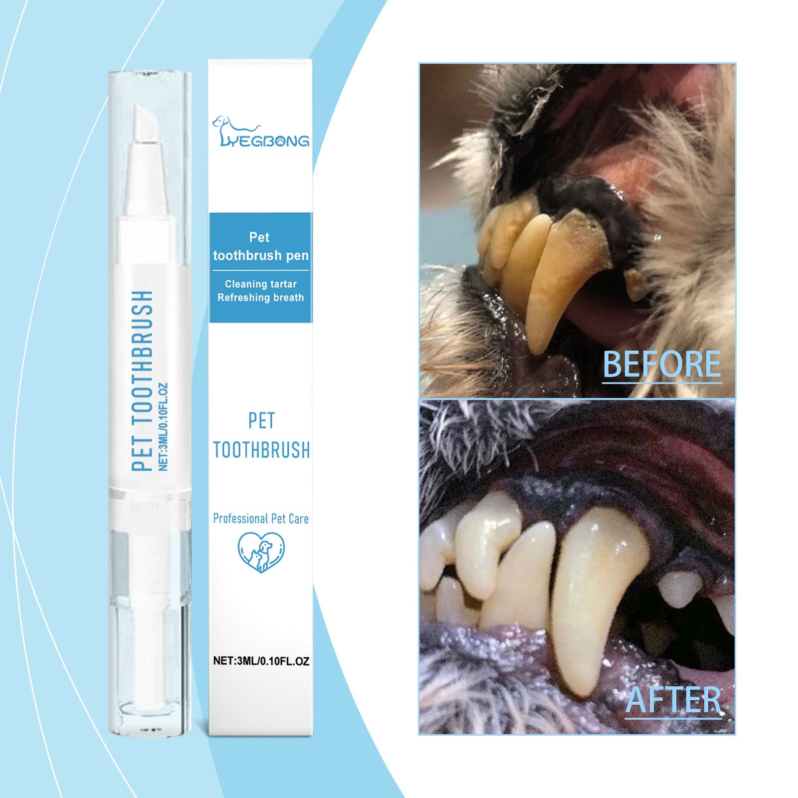 New Pet Toothbrush, Gentle Care, Fresh Breath Clean Bad Breath Pet Teeth Cleaning Pen