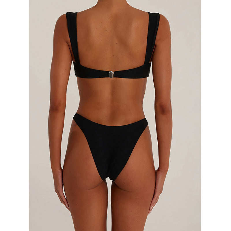 European and American metal buckle sexy swimsuit women's beach bikini hot spring swimsuit