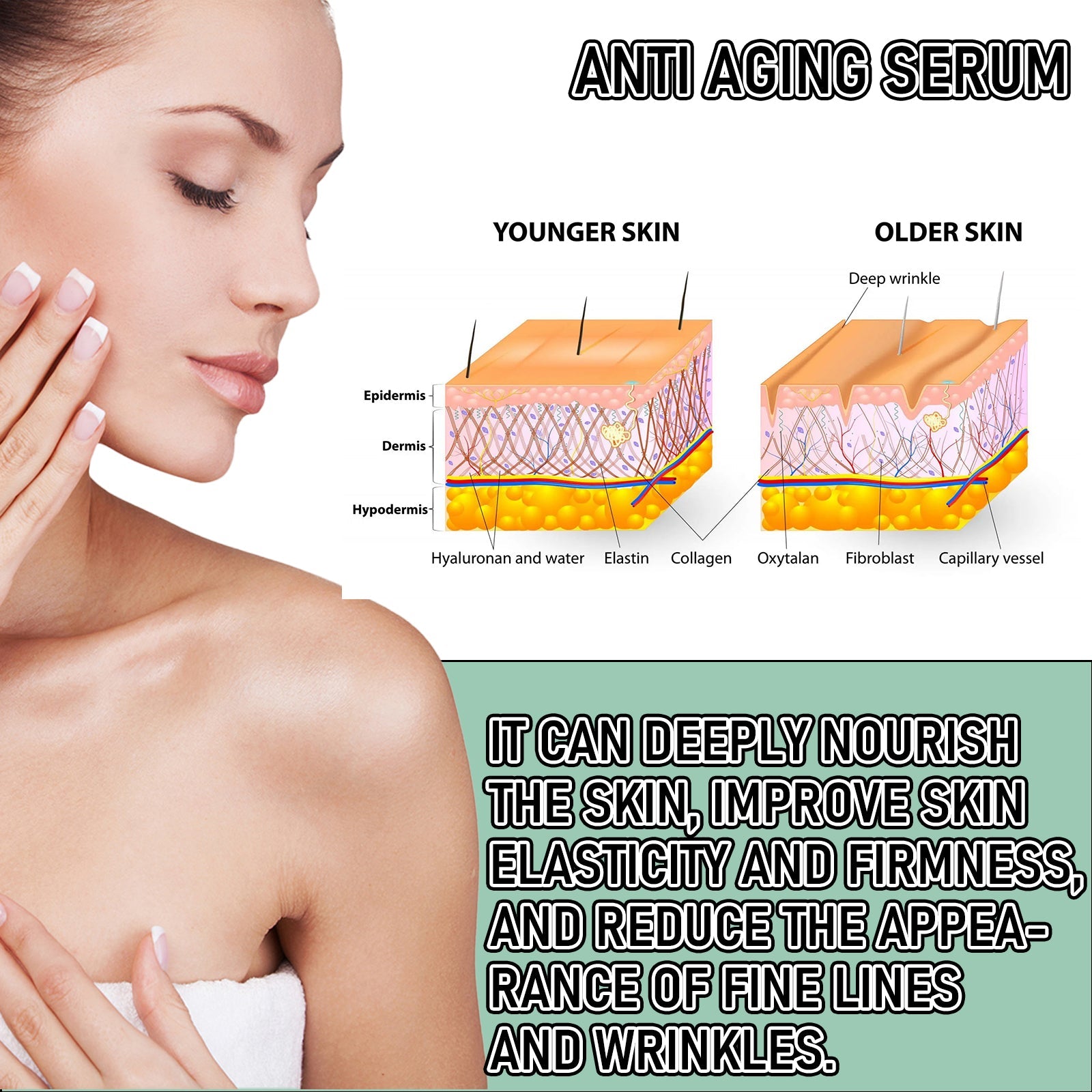 Ouhoe Collagen Anti-Wrinkle Facial Essence Reduces Fine Lines, Moisturizes, Tightens, And Moisturizes Skin