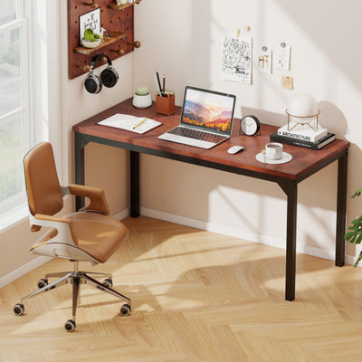 55 Inch Conference Table with Heavy-duty Metal Frame-Brown