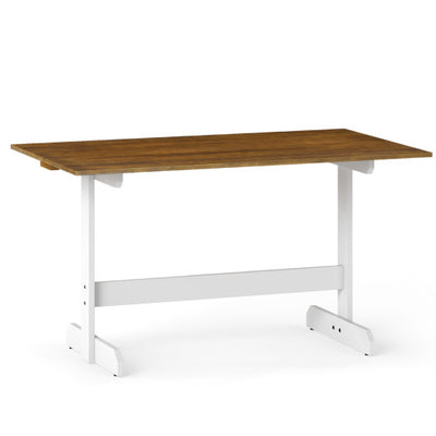 55 Inch Dining Table for 4-6 People Rectangular Kitchen Table with Solid Wood Trestle Base-Walnut