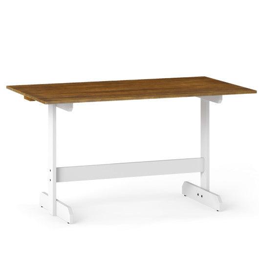 55 Inch Dining Table for 4-6 People Rectangular Kitchen Table with Solid Wood Trestle Base-Walnut