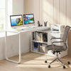 55 Inch Reversible L Shaped Desk with 3 Drawers Home Office Desk with Adjustable Shelf-White