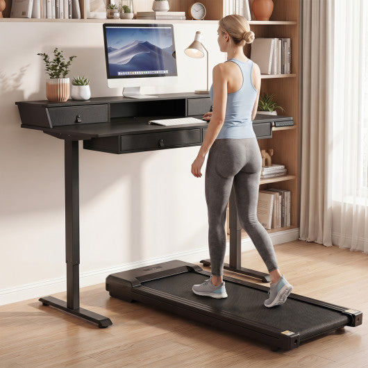55 Inch x 27 Inch Electric Standing Desk with Drawers-Black