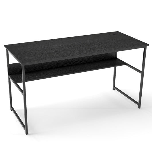 55 x 24 inch Computer Desk with Power Outlets and USB Ports-Black