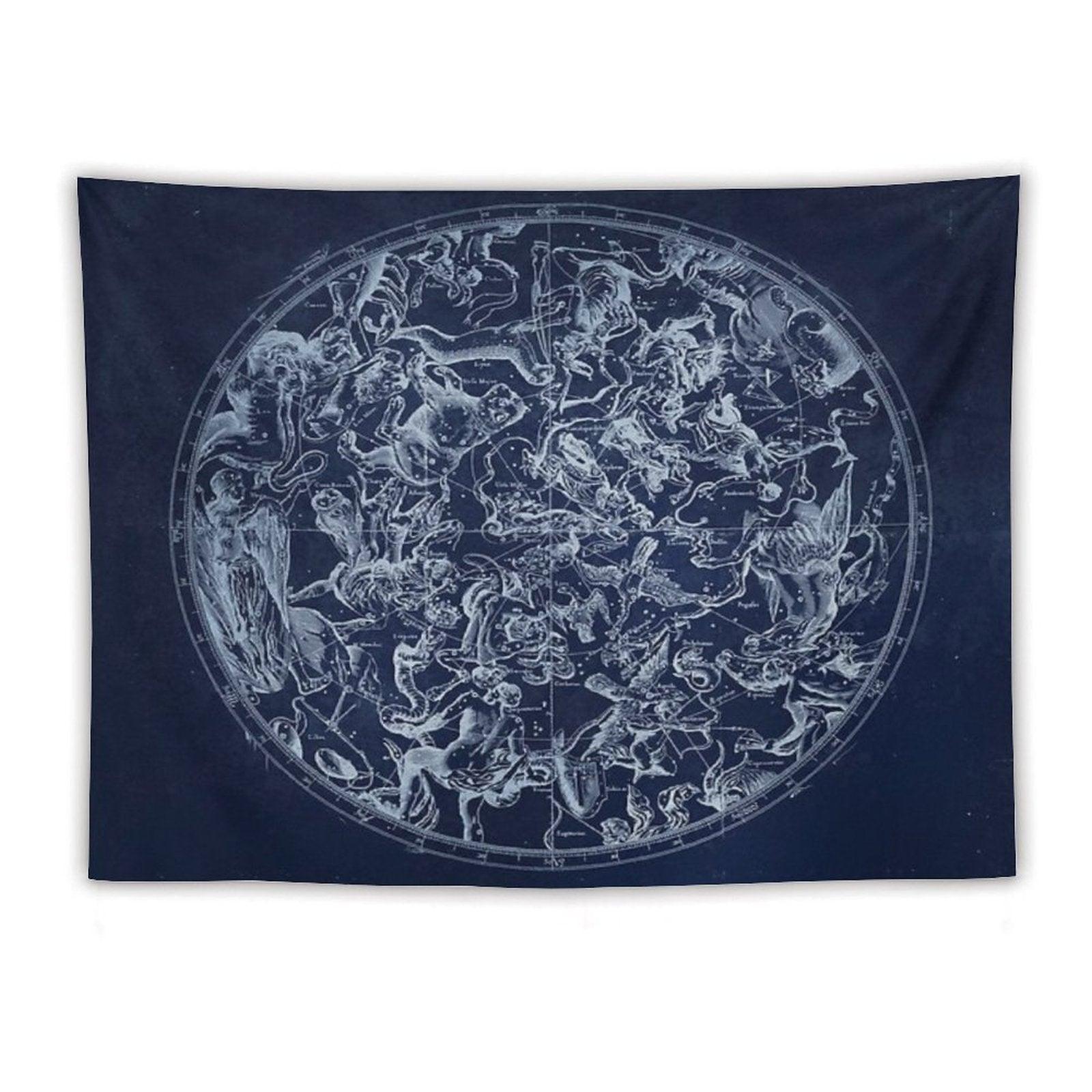 Vintage Constellations & Astrological Signs  White Tapestry