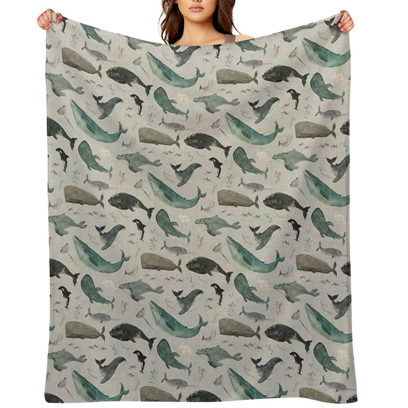 Whale Song Gray Throw Blanket