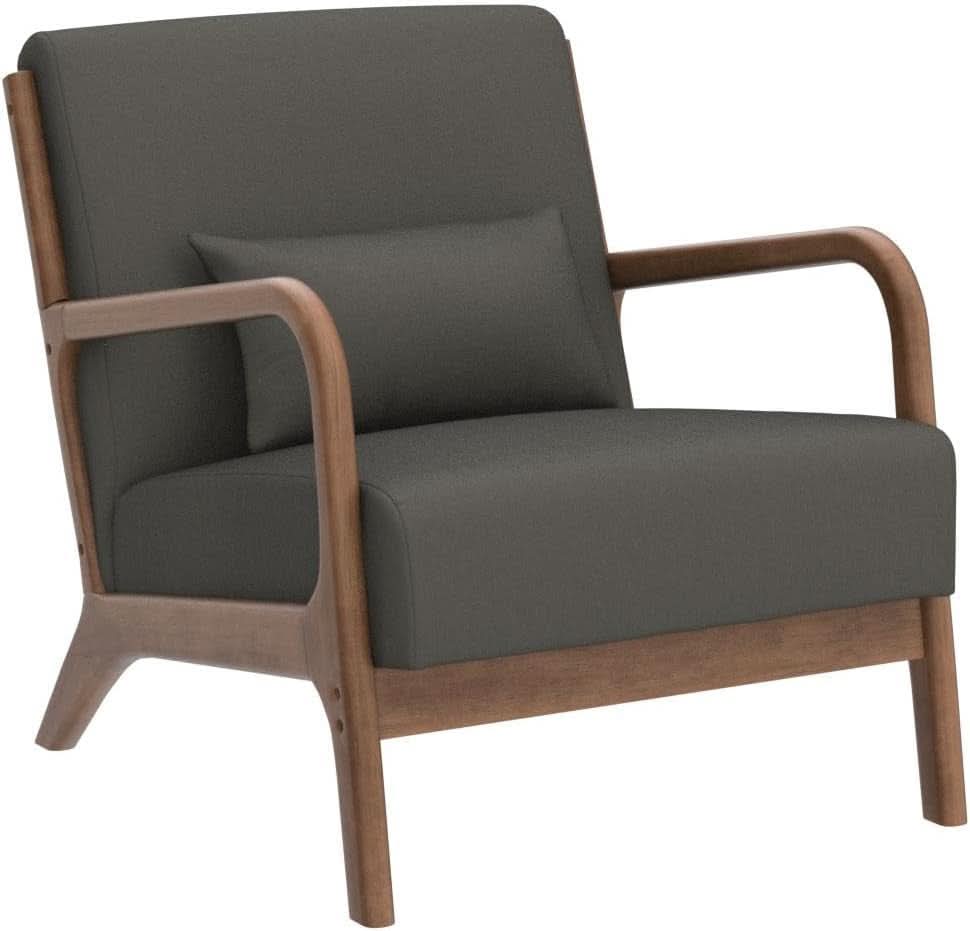 Green Upholstered Mid Century Modern Accent Armchair