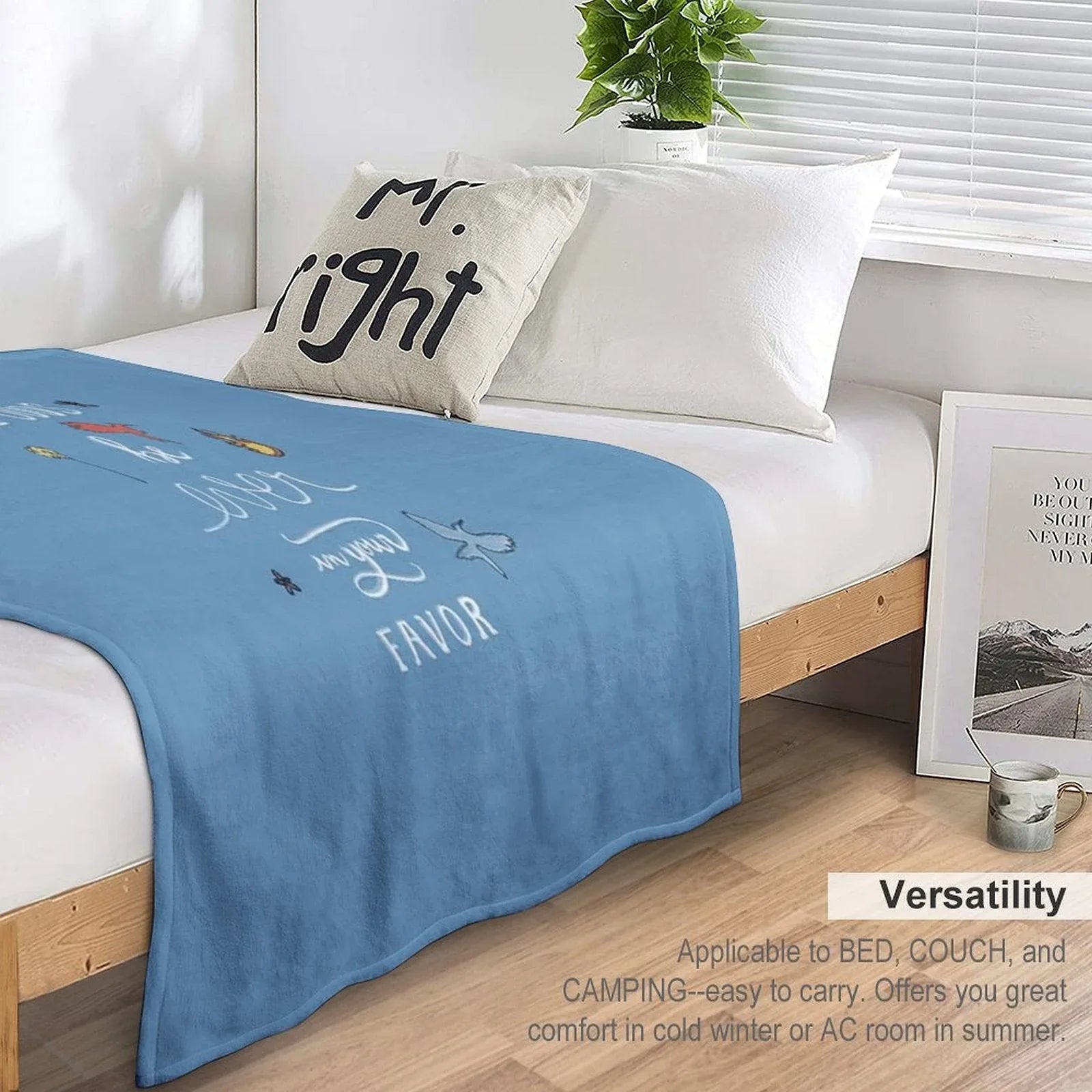 Hunger Games Quality Calligraphy - Black Version - Blue Throw Blanket