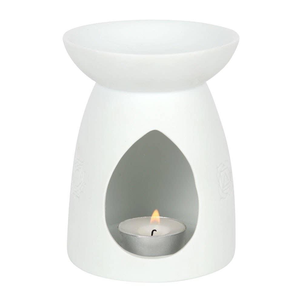 White Ceramic Seven Chakra Tealight Wax Warmer