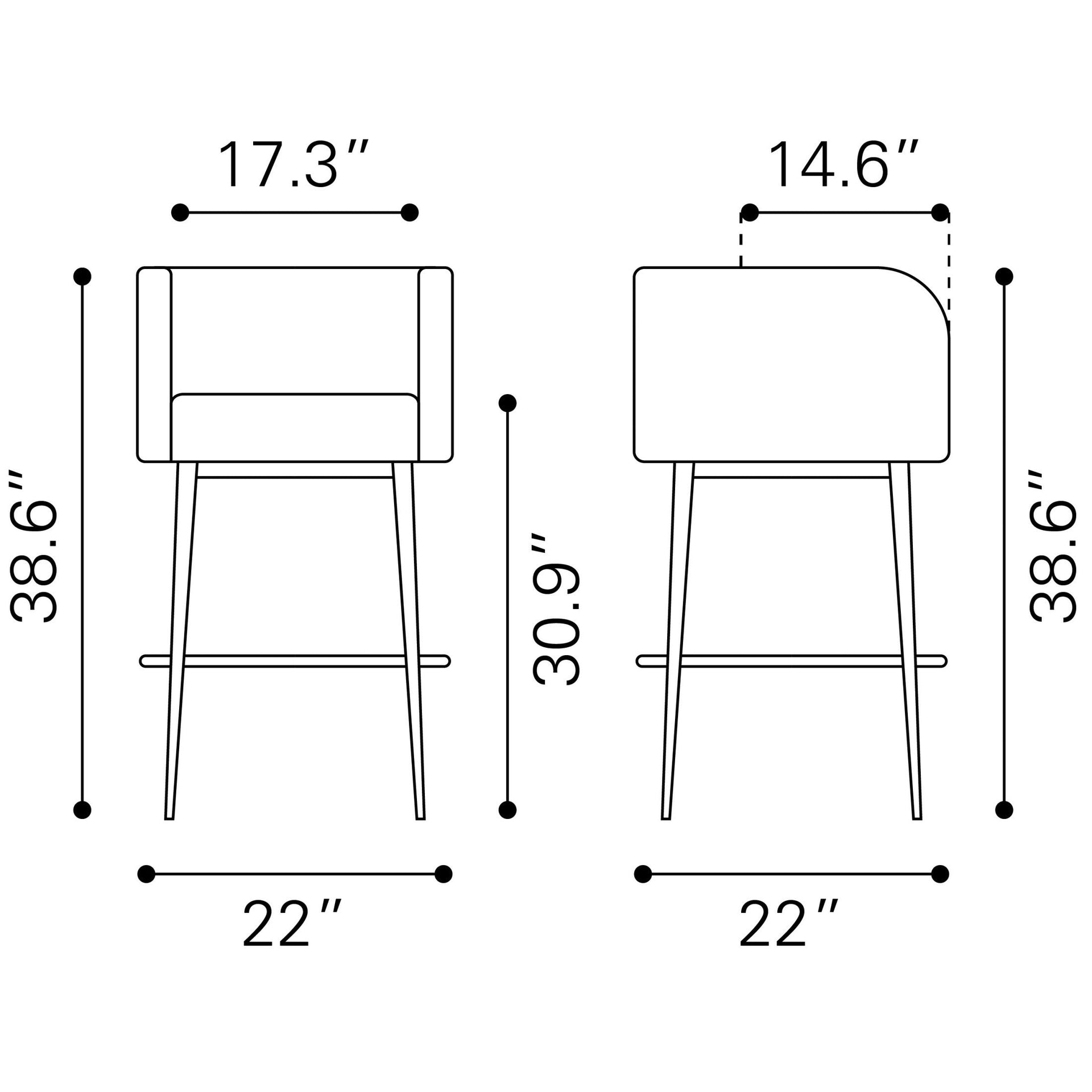 Horbat Barstool (Set of 2) Black