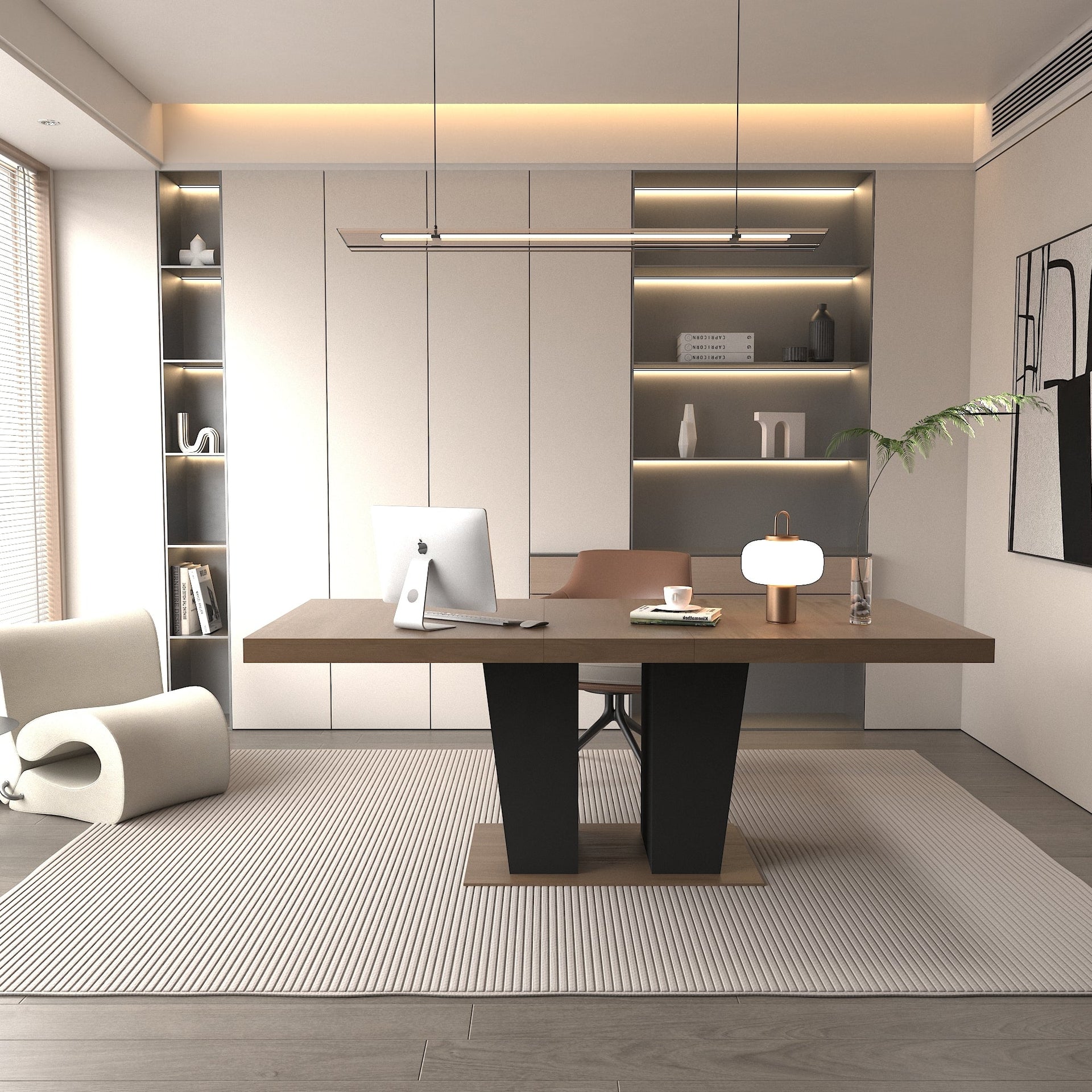 Beige and Brown Extendable Dining Table