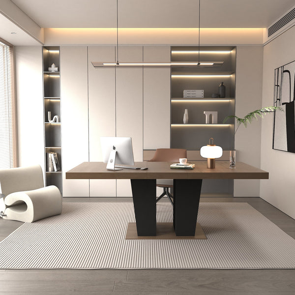 Beige and Brown Extendable Dining Table