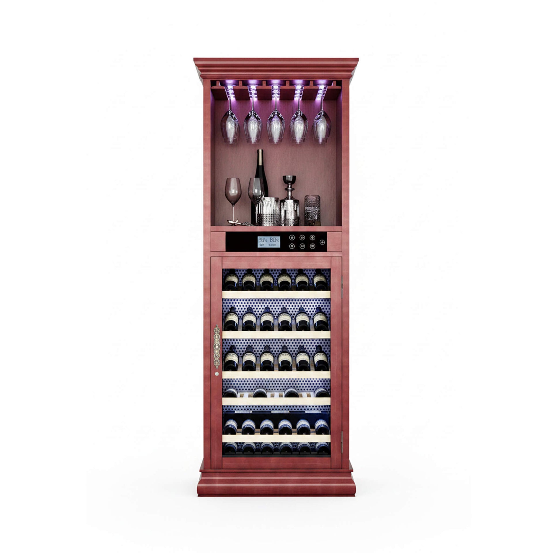 56-Bottle 7.5 Cu.Ft Single-Zone Multi-Tiered Wooden Wine Cooler Cabinet With Humidity And Temperature Controls (SAK73195)