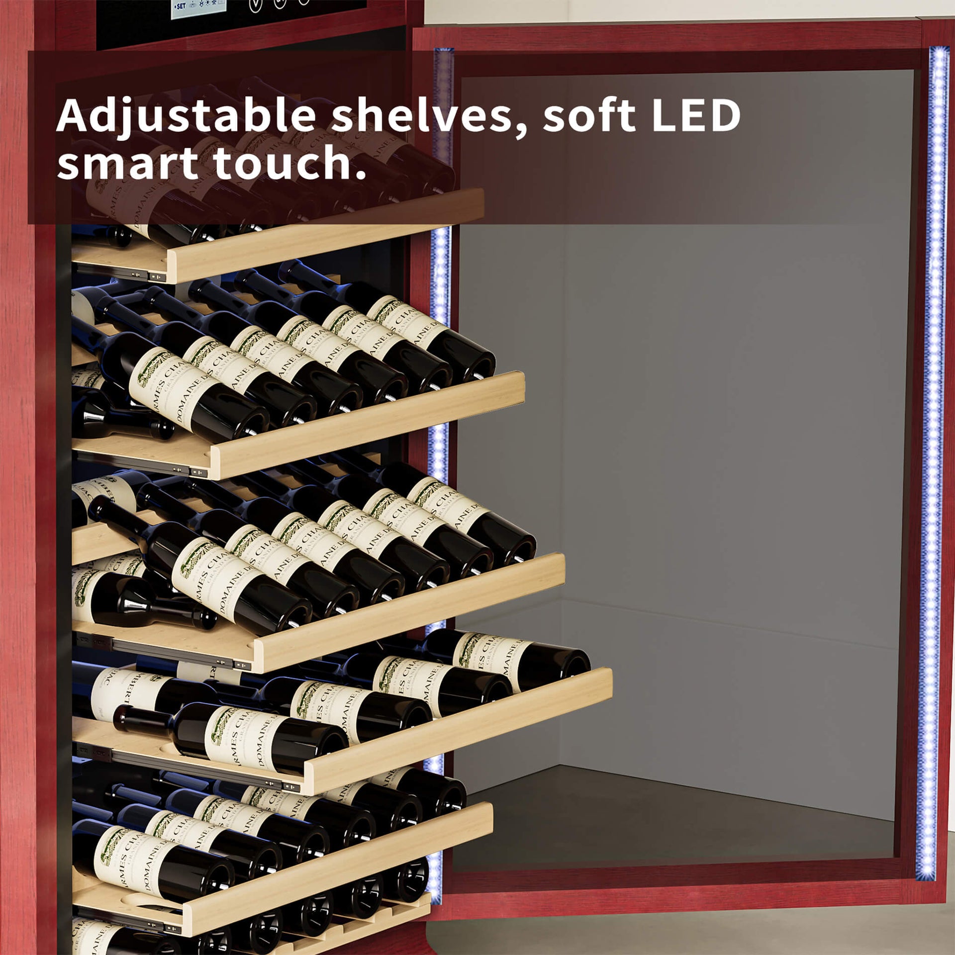 56-Bottle 7.5 Cu.Ft Single-Zone Multi-Tiered Wooden Wine Cooler Cabinet With Humidity And Temperature Controls (SAK73195)