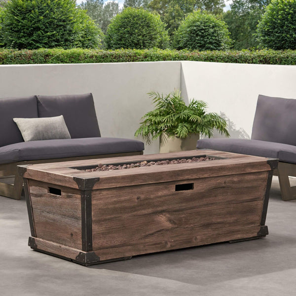 56-Inch Outdoor 50K BTU Wood Pattern Rectangle Gas Burning Fire Pit (SAK43681)