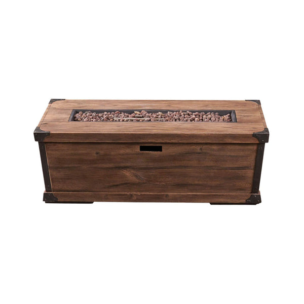 56-Inch Outdoor 50K BTU Wood Pattern Rectangle Gas Burning Fire Pit (SAK43681)