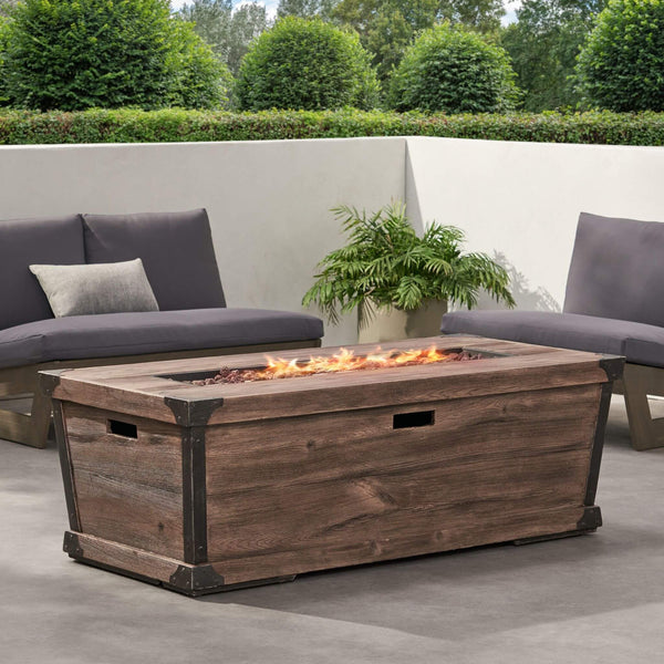 56-Inch Outdoor 50K BTU Wood Pattern Rectangle Gas Burning Fire Pit (SAK43681)