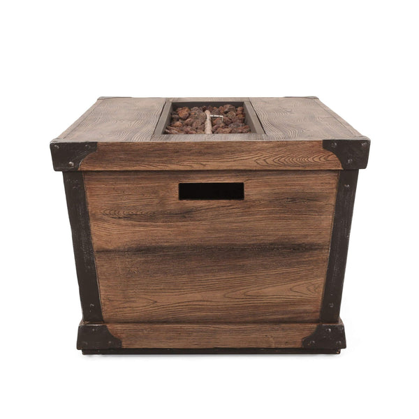 56-Inch Outdoor 50K BTU Wood Pattern Rectangle Gas Burning Fire Pit (SAK43681)