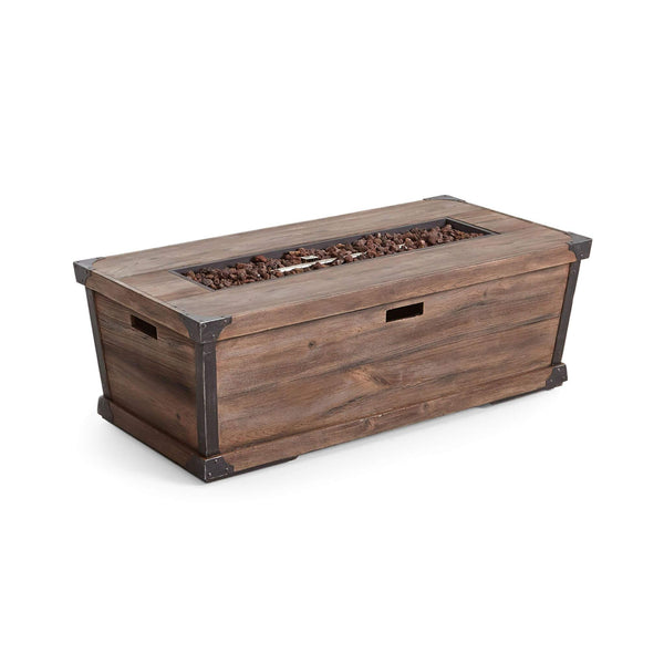 56-Inch Outdoor 50K BTU Wood Pattern Rectangle Gas Burning Fire Pit (SAK43681)