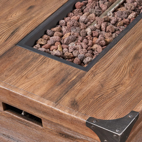 56-Inch Outdoor 50K BTU Wood Pattern Rectangle Gas Burning Fire Pit (SAK43681)