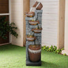 Resin Bohemian 6 Tier Tall Outdoor Water Fountain with LED