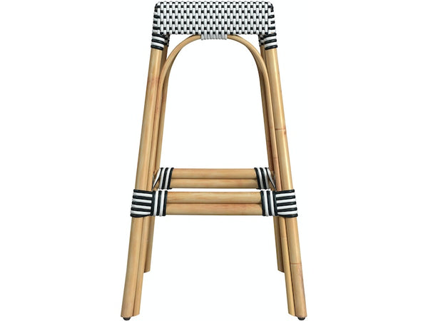 Robias Rectangular Rattan Stool in White and Black Dot - Gifts for You 'n Me