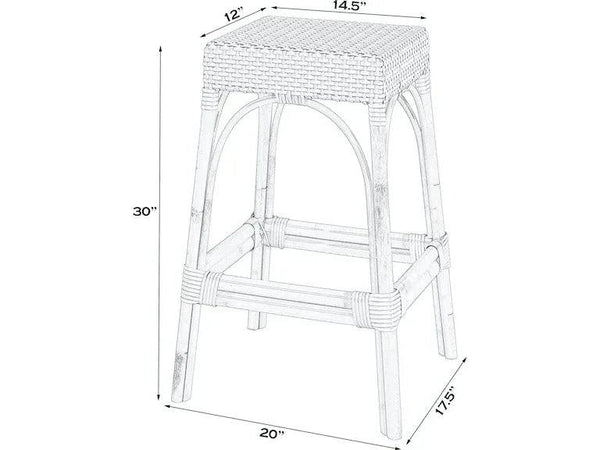 Robias Rectangular Rattan Stool in White and Black Dot - Gifts for You 'n Me