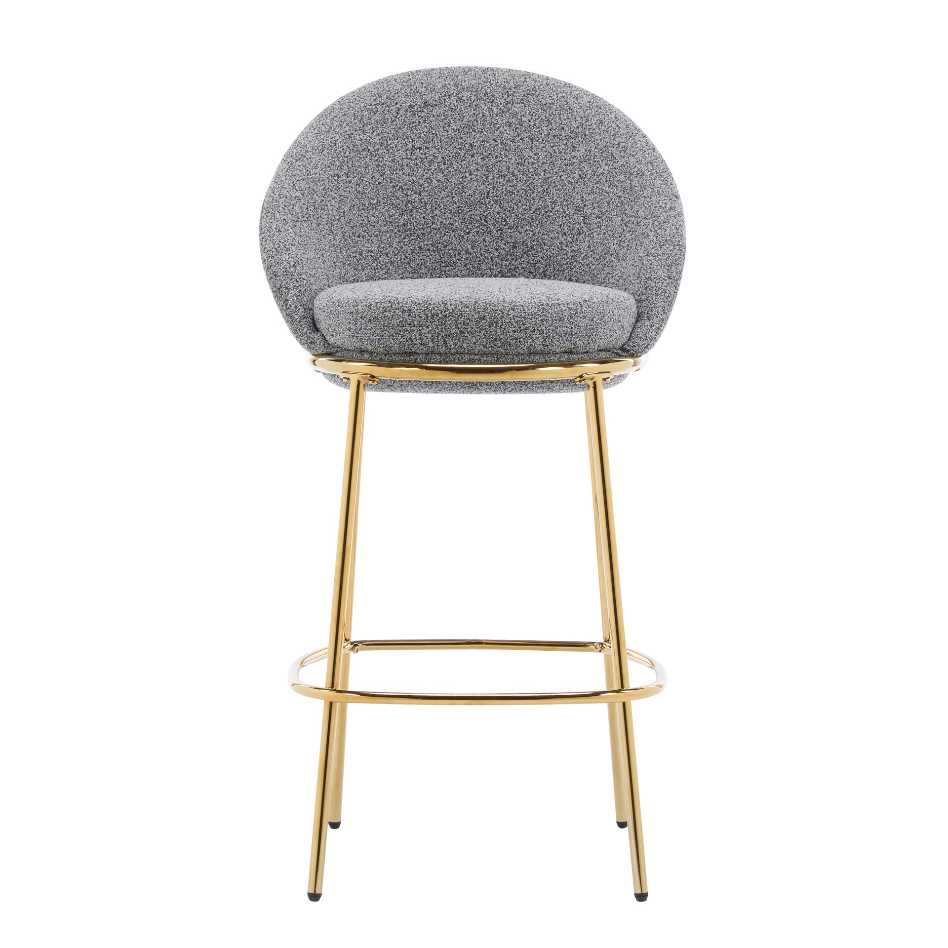Gold & Gray Upholstered Bar Stools with Backrest – Modern Glam Counter Stools (Set of 2)