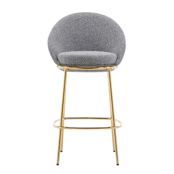 Gold & Gray Upholstered Bar Stools with Backrest – Modern Glam Counter Stools (Set of 2)
