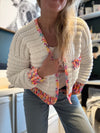 The Resolution Cardigan-White & Colored Trim