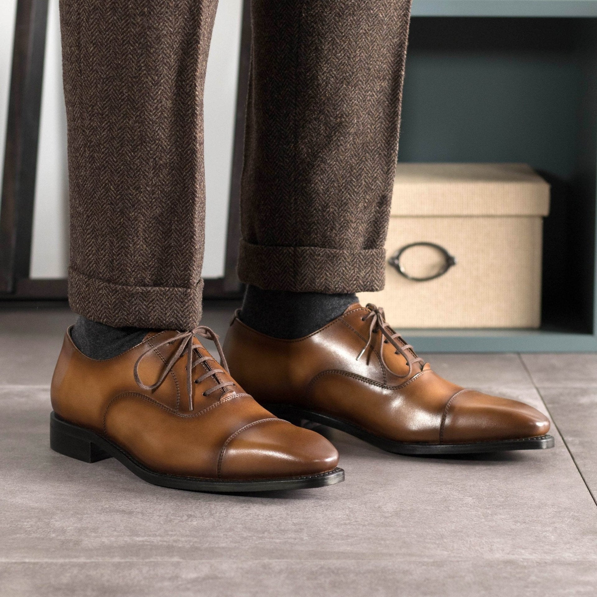 Ganza - Classic Genuine leather oxford office dress shoes for men