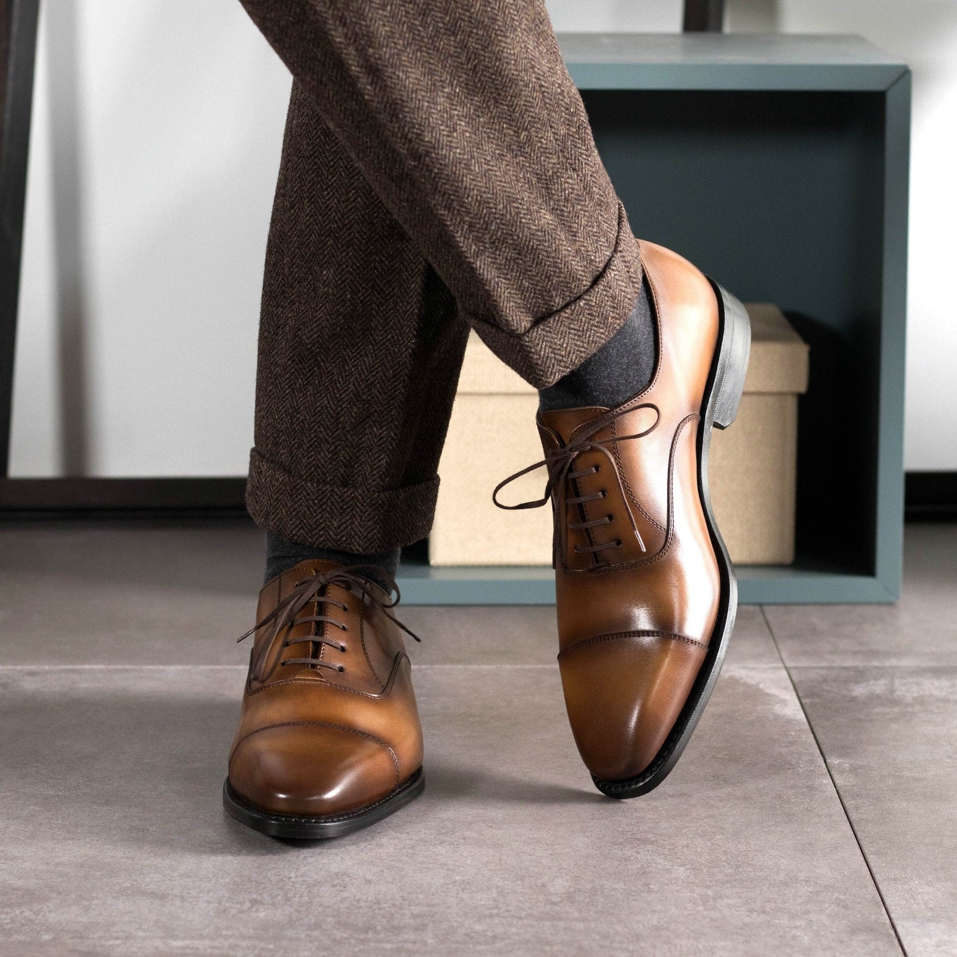 Ganza - Classic Genuine leather oxford office dress shoes for men