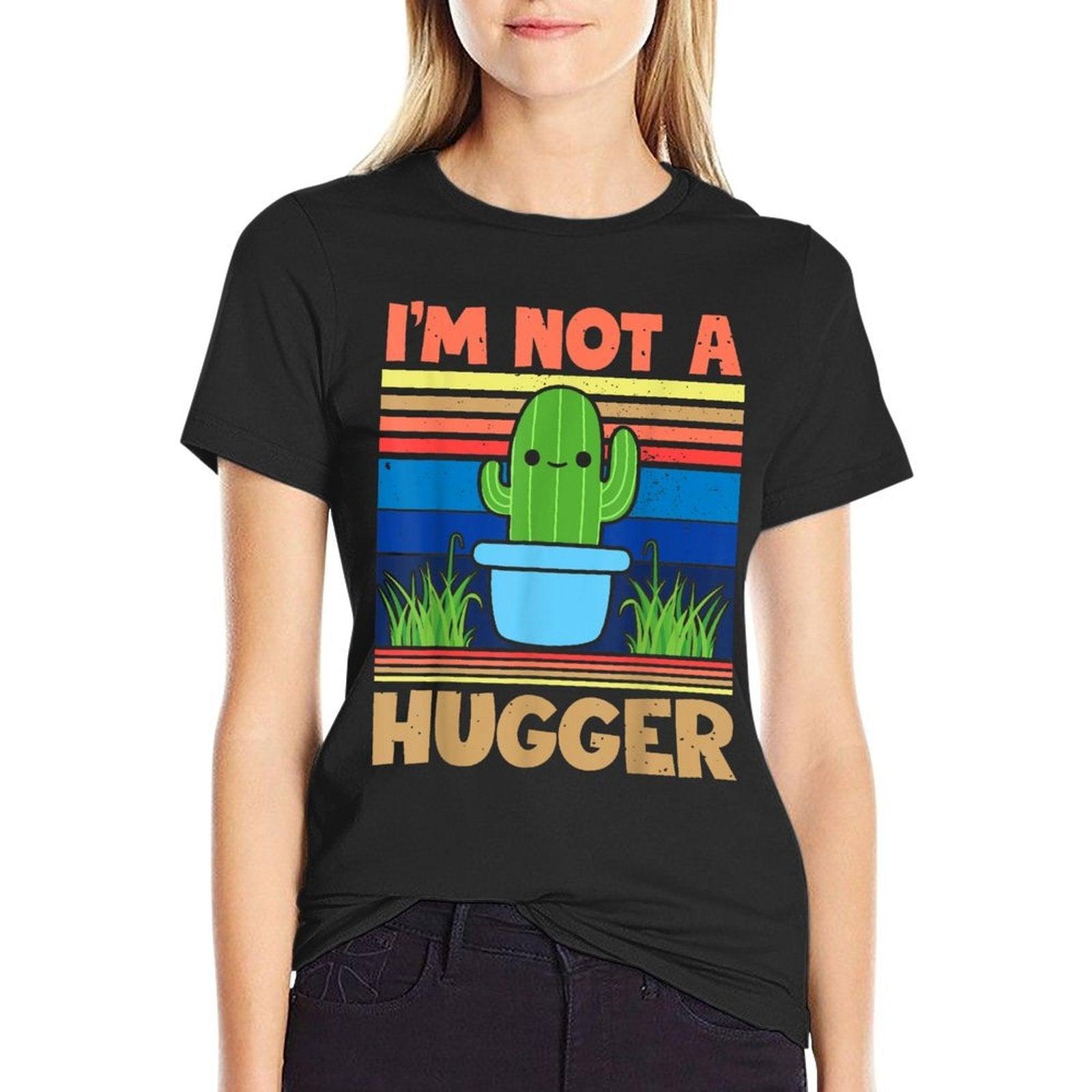 Im Not A Hugger Cactus Gifts Im Not A Hugger Cactus, Men's Unisex, Black, Small,, Graphic, Crew Neck, Classic Fit, Pullover, T-Shirt